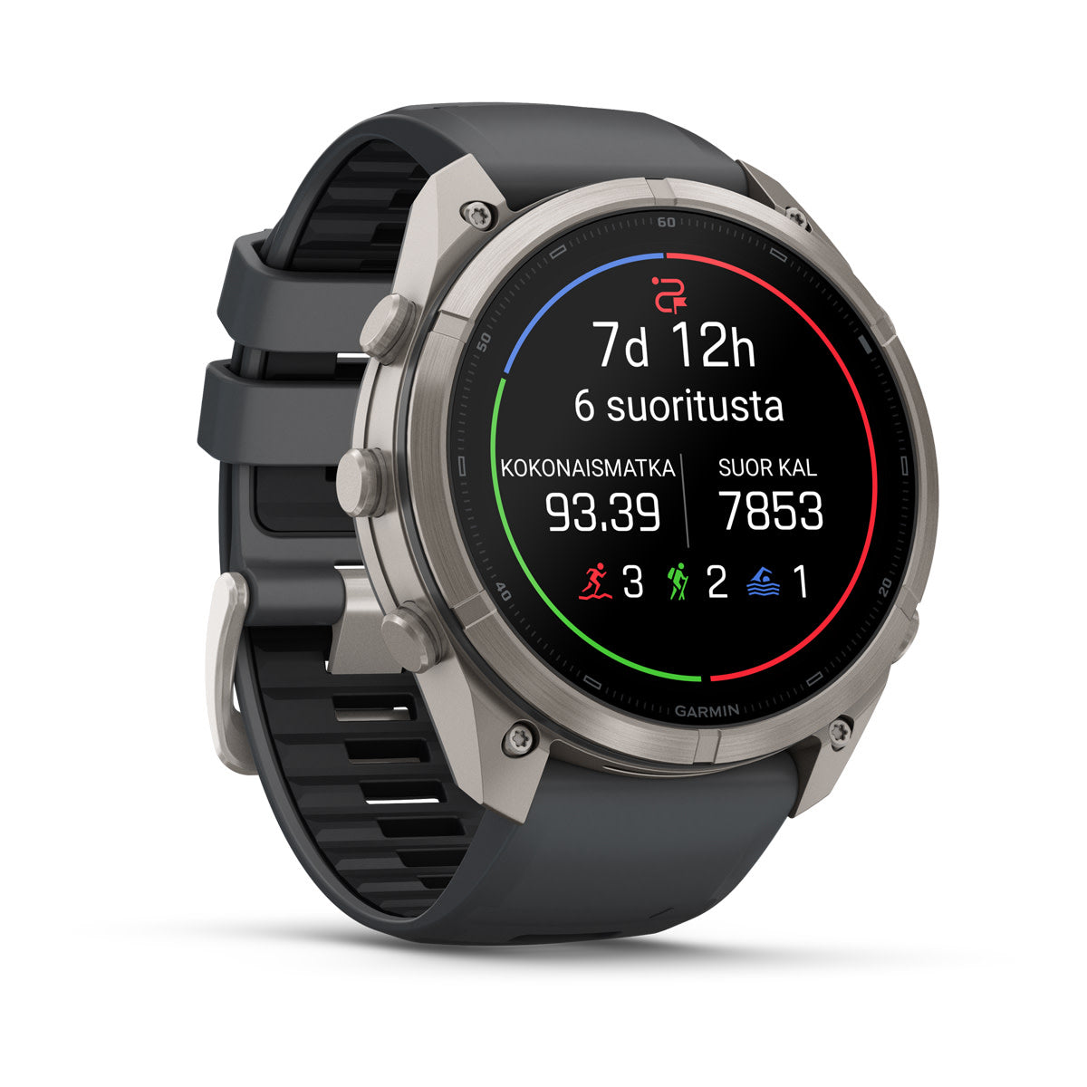 Garmin Fenix 9 Pro InReach - 51mm, Titaani/Graphite Black – vasemmalta