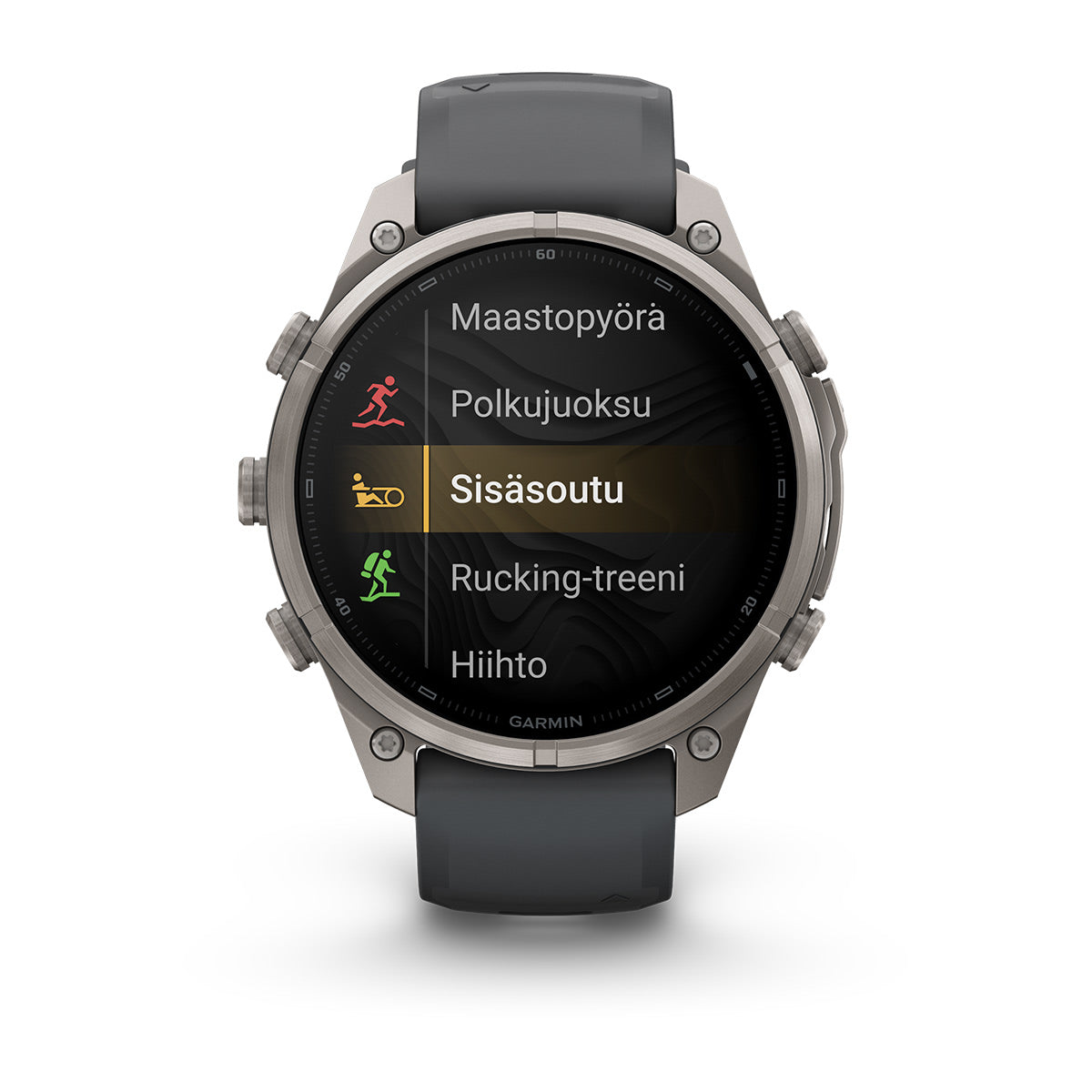 Garmin fēnix 9 Pro inReach 47 mm titaani/Graphite Black – lajiprofiilit: sisäsoutu ja rucking