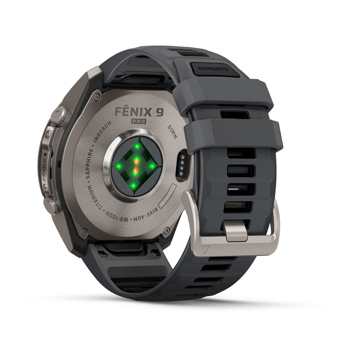 Garmin Fenix 9 Pro InReach 51mm – takaa, sykeanturi