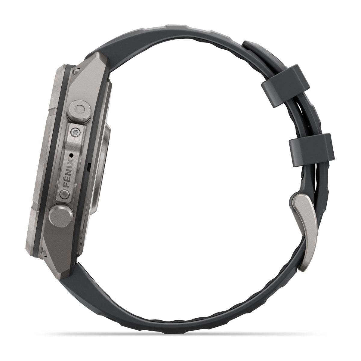 Garmin fēnix 9 Pro inReach 47 mm titaani/Graphite Black – sivulta, metallipainikkeet
